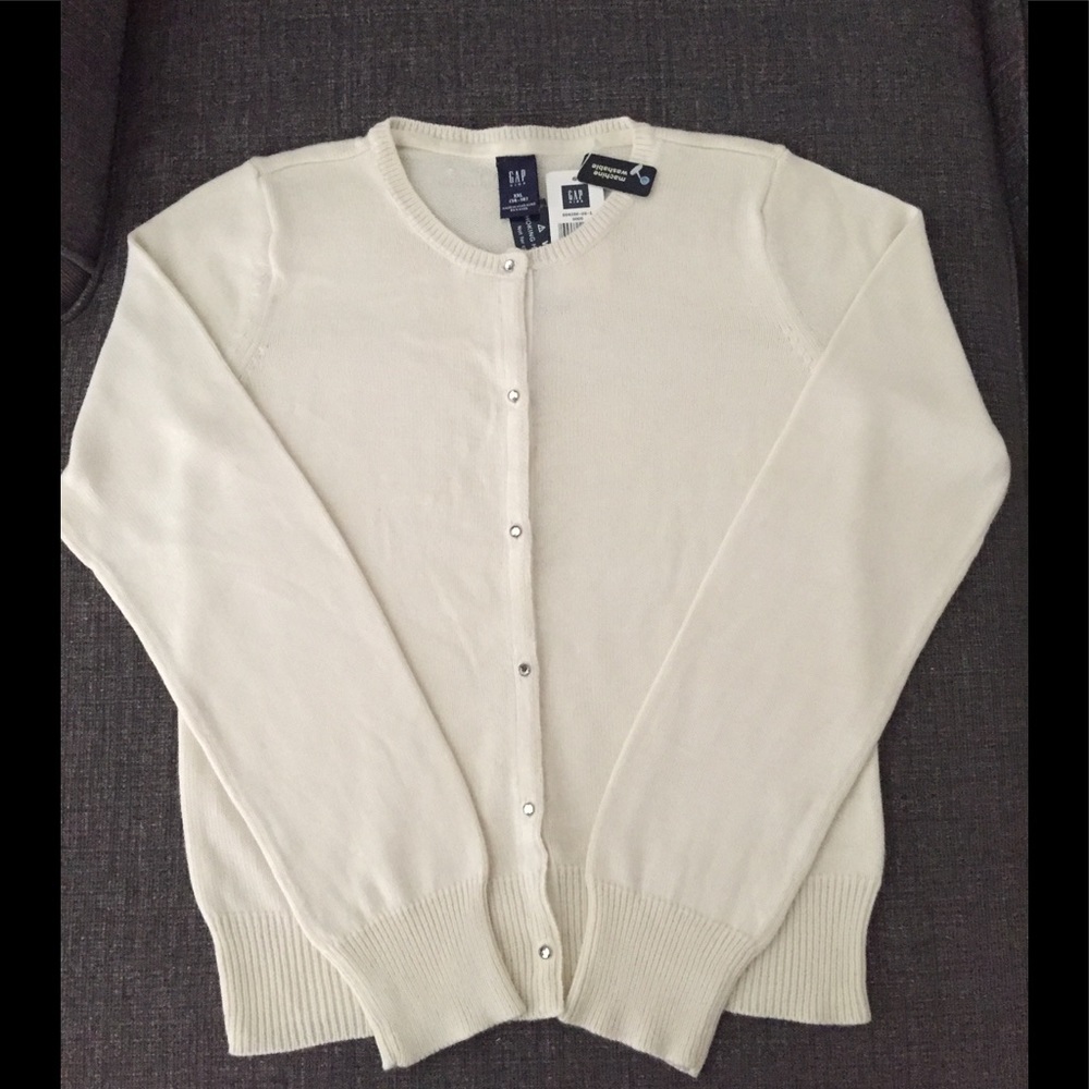 GAP Cardigan Sweater *Velvet Trim Rhinestone Buttons